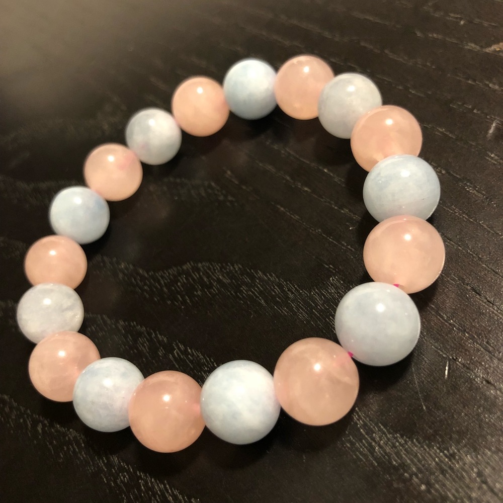 Aquamarine Rose Quartz bracelet